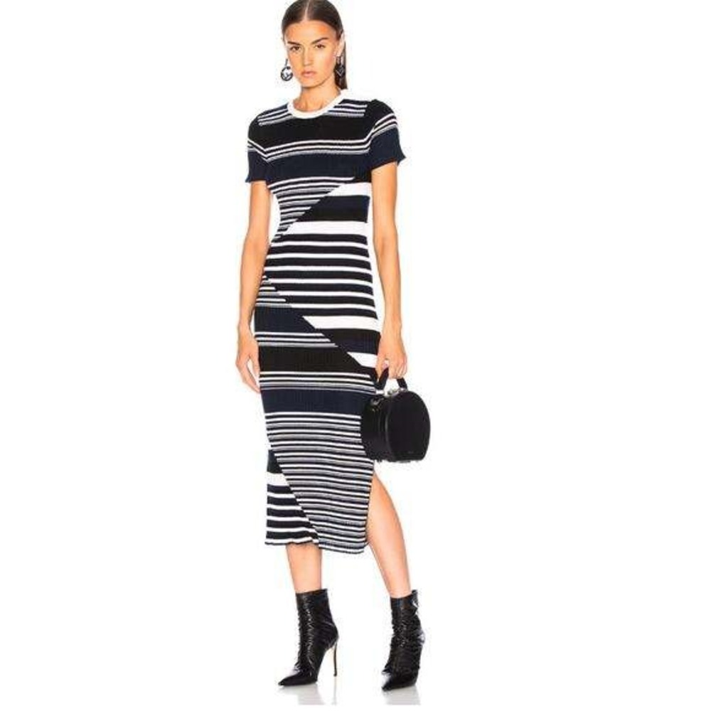 Equipment Femme‎ Dewey Sweater Midi Dress Blue Stripe Womens Small Wool
